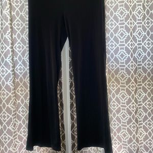 Black Ribbed Semi-Flared Out Pants